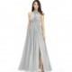 Silver Azazie Iman - Chiffon Illusion Floor Length Halter Dress - Charming Bridesmaids Store