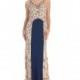 May Queen - RQ7367 Sleeveless Color block Illusion Evening Dress - Designer Party Dress & Formal Gown