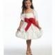 White Two Layer Bubble Taffeta Dress w/Sash & Flower Style: D3320 - Charming Wedding Party Dresses