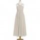 Taupe Azazie Dora JBD - Chiffon V Neck Back Zip Ankle Length Dress - Charming Bridesmaids Store
