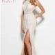 Red/Nude Mac Duggal 62343M - High Slit Lace Open Back Dress - Customize Your Prom Dress