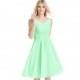 Mint_green Azazie Grace - Chiffon V Back Knee Length V Neck Dress - Simple Bridesmaid Dresses & Easy Wedding Dresses
