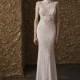 Nurit Hen 2018 GT 11 Ivory Fit & Flare Cap Sleeves Sweep Train Elegant High Neck Zipper Up Lace Beading Dress For Bride - 2018 Unique Wedding Shop