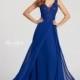 Ellie Wilde - EW118150 Illusion Appliqued Bodice Chiffon A-Line Gown - Designer Party Dress & Formal Gown