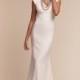 BHLDN Spring/Summer 2017 Sawyer V-Neck Garden Simple Sweep Train Ivory Cap Sleeves Sheath Wedding Dress without Accessories - Customize Your Prom Dress