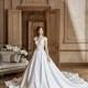 Tarik Ediz 2017 G2038 Appliques Ivory Elegant Royal Train V-Neck Ball Gown Cap Sleeves Satin Wedding Gown - Crazy Sale Bridal Dresses