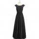Black Azazie Tobey - Chiffon And Lace Floor Length Illusion Boatneck Dress - Simple Bridesmaid Dresses & Easy Wedding Dresses