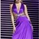 Purple Beaded V Neckline Charmeuse Gown by Studio 17 - Color Your Classy Wardrobe
