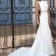 Elihav Sasson 2018 Ivory Simple Sleeveless Fit & Flare Chapel Train Bateau Open Back Charmeuse Rhinestone Spring Bridal Dress - Brand Prom Dresses