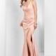 Clarisse - 3456 Plunging V-neck Sheath Satin Gown - Designer Party Dress & Formal Gown
