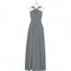 Steel_grey Azazie Jacey - Back Zip Floor Length Chiffon V Neck Dress - Charming Bridesmaids Store