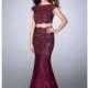 Two Piece Lace Overlay Scallop Edge Detail Long Prom Dress 24047 - Designer Party Dress & Formal Gown