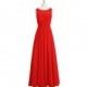 Red Azazie Ambrosia - Floor Length Keyhole Boatneck Chiffon Dress - Simple Bridesmaid Dresses & Easy Wedding Dresses