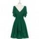 Dark_green Azazie Ayana - Chiffon V Back V Neck Knee Length Dress - Simple Bridesmaid Dresses & Easy Wedding Dresses