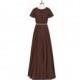 Chocolate Azazie Kara - Floor Length Back Zip Scoop Chiffon Dress - Simple Bridesmaid Dresses & Easy Wedding Dresses