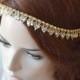 Lace Headpiece for Wedding, Lace Wedding Headband, Headband gold Wedding, Hair Accessories Wedding Gold, Gold Hair Jewelry - $42.00 USD