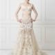 Maison Yeya 2017 Illusion Appliques Cathedral Train Champagne Sweet Lace Mermaid Cap Sleeves Dress For Bride - Stunning Cheap Wedding Dresses