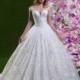 Amelia Sposa 2018 Lorena Cap Sleeves Sweet Ball Gown Illusion Chapel Train Ivory Embroidery Tulle Bridal Dress - Charming Wedding Party Dresses