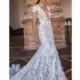 Berta Fall/Winter 2018 Style 18-102 Chapel Train Open Back Ivory Mermaid V-Neck Cap Sleeves Embroidery Lace Wedding Gown - Customize Your Prom Dress