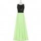 Sage Azazie Mayra - Illusion Chiffon And Lace Floor Length Scoop Dress - Charming Bridesmaids Store