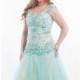 Beaded Soft Tulle Gown Dresses by Rachel Allan Plus 7034 - Bonny Evening Dresses Online 