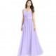 Lilac Azazie Leanna - Bow/Tie Back V Neck Floor Length Chiffon And Charmeuse Dress - Charming Bridesmaids Store