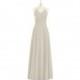 Taupe Azazie Faith - Halter Chiffon Bow/Tie Back Floor Length Dress - Charming Bridesmaids Store