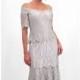 Gray/Silver Lace Off-The-Shoulder Gown by Damianou - Color Your Classy Wardrobe