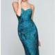Turquoise Strapless Sequined Gown by Scala Couture - Color Your Classy Wardrobe