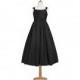 Black Azazie Penny JBD - Tea Length Bow/Tie Back Taffeta Dress - Simple Bridesmaid Dresses & Easy Wedding Dresses
