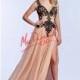 Nude/Aqua Mac Duggal 64992M - Chiffon High Slit Dress - Customize Your Prom Dress