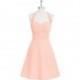 Coral Azazie Kinley - Chiffon Halter Knee Length Bow/Tie Back Dress - Charming Bridesmaids Store