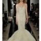 Reem Acra - Spring 2014 - Isis Illusion Gown with Textured Trumpet Skirt - Stunning Cheap Wedding Dresses