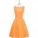 Tangerine Azazie Kaya - Boatneck Back Zip Chiffon Knee Length Dress - Simple Bridesmaid Dresses & Easy Wedding Dresses
