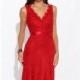 Red Lovely V Neckline Gown by Josh and Jazz - Color Your Classy Wardrobe
