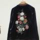 Solid Color Embroidery Slimming Velvet Floral Long Sleeves Baseball Jacket Jacket Coat - Lafannie Fashion Shop