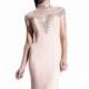 Peach Beaded High Neck Gown by Johnathan Kayne - Color Your Classy Wardrobe