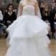 Oscar de la Renta Spring/Summer 2018 Laura Chapel Train Sweet White Strapless Ball Gown Sleeveless Embroidery Tulle Wedding Gown - Elegant Wedding Dresses