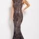 Jovani - 59816 Cap Sleeve Embellished Lace Fitted Gown - Designer Party Dress & Formal Gown
