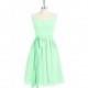 Mint_green Azazie Mila - Knee Length Scoop Scoop Chiffon And Charmeuse Dress - Simple Bridesmaid Dresses & Easy Wedding Dresses