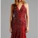 Dark Red Plunging V-Neckline Gown by Lara Designs - Color Your Classy Wardrobe