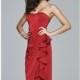 Red Strapless Ruffled Slit Gown by Faviana - Color Your Classy Wardrobe