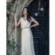 Laure de Sagazan 2017 Beauregard Floor-Length Vintage Ivory Scoop Neck Column Short Sleeves Garden Chiffon Appliques Bridal Gown - Fantastic Wedding Dresses