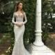 Crystal Design 2018 Steysi Fit & Flare Illusion Cream Long Sleeves Sweep Train Sweet Covered Button Lace Beading Wedding Gown - Customize Your Prom Dress