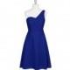 Royal_blue Azazie Brynn - Chiffon Knee Length One Shoulder Back Zip Dress - Simple Bridesmaid Dresses & Easy Wedding Dresses