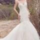 Maggie Sottero Fall/Winter 2017 Alta Embroidery Tulle Sleeveless Chapel Train Mermaid Sweet Ivory Bridal Gown - Rolierosie One Wedding Store