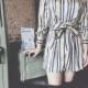 Fall 2017 new stylish high waist strap collar stripe dress shirt skirt short - Bonny YZOZO Boutique Store