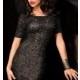 Short Black Sequin Open Back Dress by Scala - Brand Prom Dresses