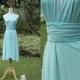Convertible Dress With Chiffon Overlay in Aquamarine