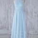 Bridesmaid Dress Light Blue High Round Neck Wedding Dress,Ruched Top Maxi Dress,Sleeveless Maxi Dress,Evening Dress Full Length(T181)